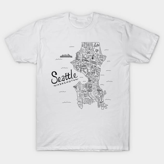 Seattle Illustrated Map T-Shirt by Claire Lordon